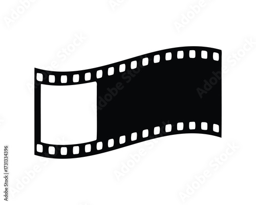 Abstract Wavy Film Strip Silhouette with Perforations on a White Background