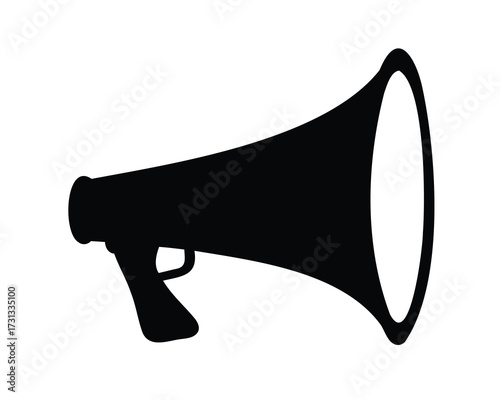 Black silhouette of a megaphone on a white background design vector