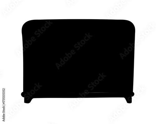 Black silhouette of a vintage television set on a white background