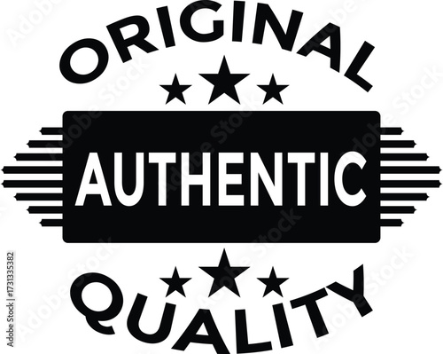 Black and White Authentic Quality Original Label with Stars and Stripes