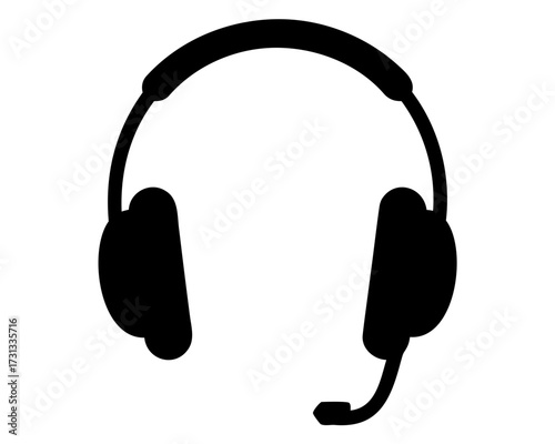 Black headset with a microphone for gaming or call center work