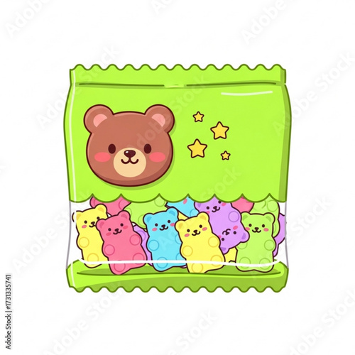 Cute Gummy Bears Candy Bag Illustration for Sweet Treats and Playful Designs