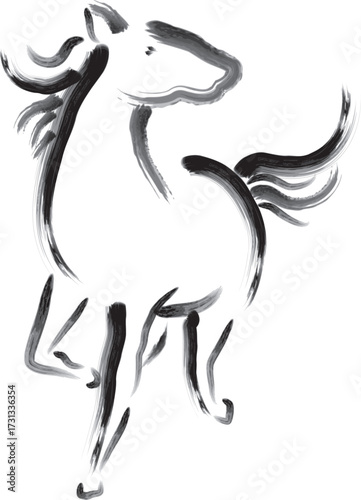 筆タッチの馬
