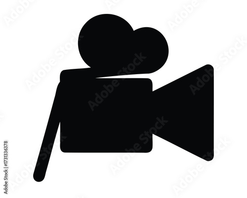 Silhouette of a classic film camera for movie production concept and creation
