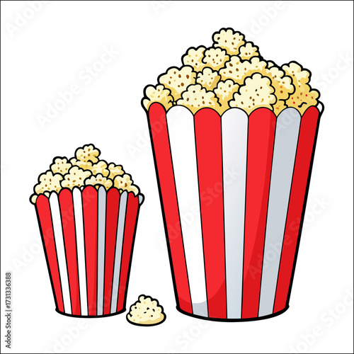 Bucket with pop corn icon isolated