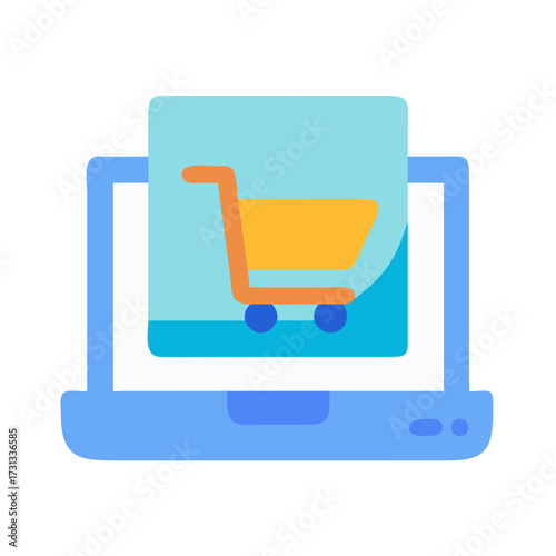 Online shopping cart displayed on laptop computer screen