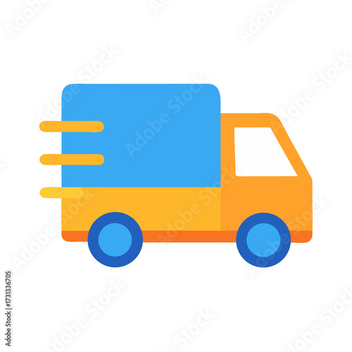 Stylized fast delivery truck icon for transport and logistics