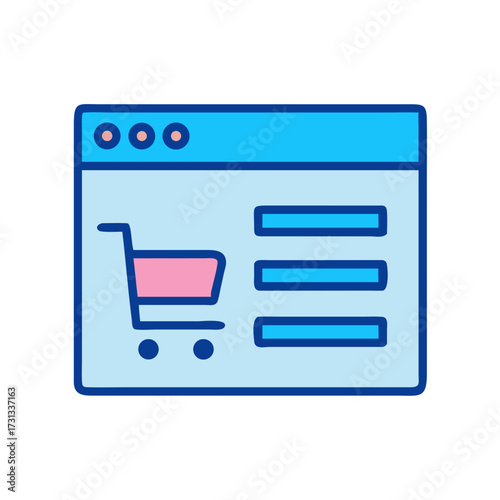 Online shopping vector icon representing e-commerce platform interface