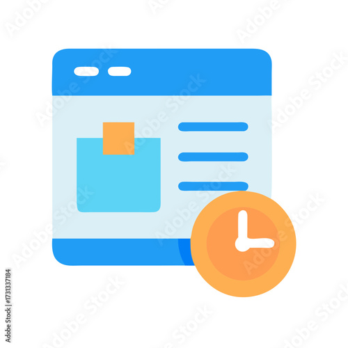 Webpage icon with a clock indicating time management