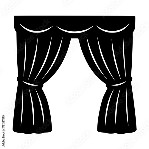 Window Curtains Silhouette – Interior Decor Vector Design