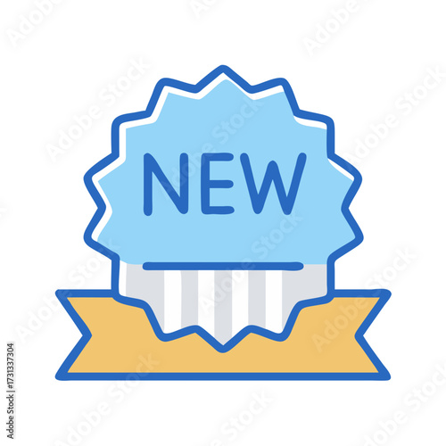 Bright flat design style new product announcement badge icon