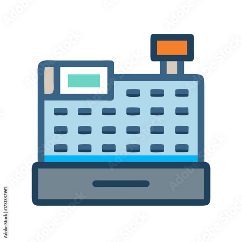 Flat design icon of a cash register machine