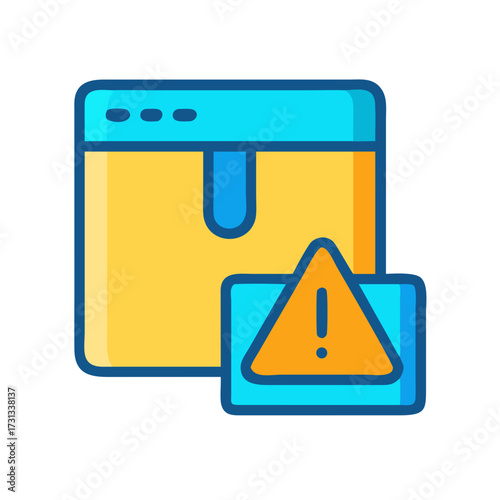 Website with warning icon represents potential problem or error