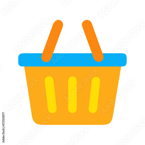 Vibrant shopping basket icon on black background illustration