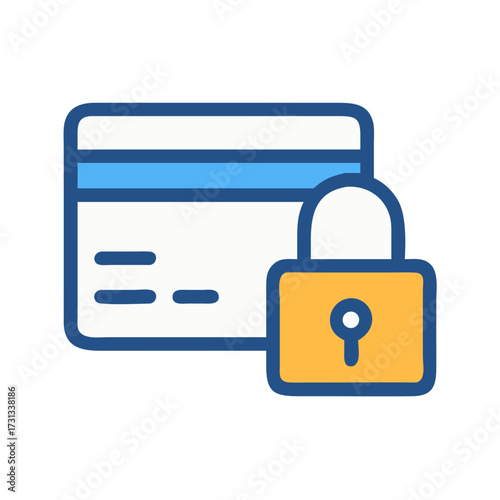 Secured Credit Card Payment with Padlock Icon Illustration