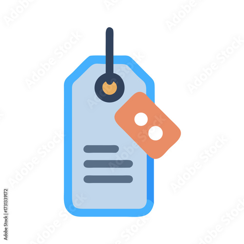 Simple price tag icon with a barcode sticker attached
