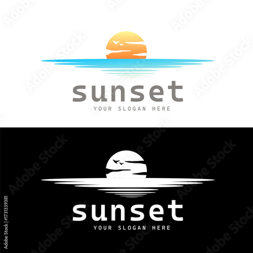 Summer beach logo vector template illustration design