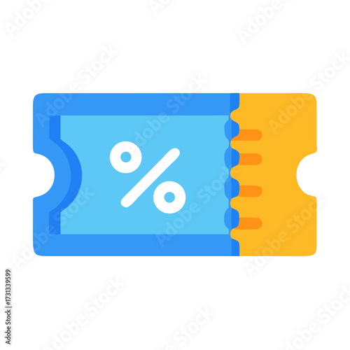 Flat icon of promotional discount voucher on black background