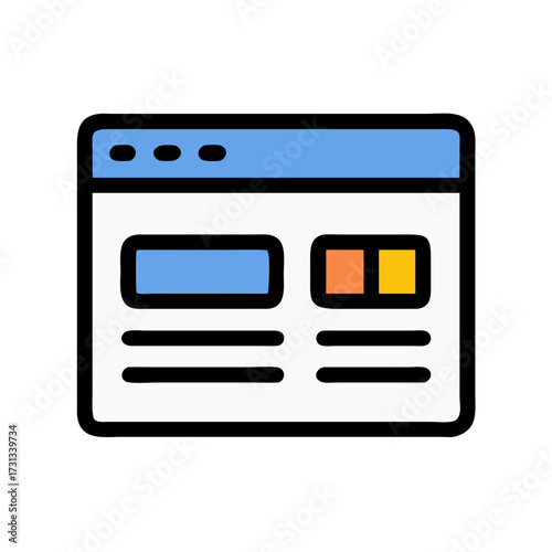 Stylized website interface with content blocks and black outline