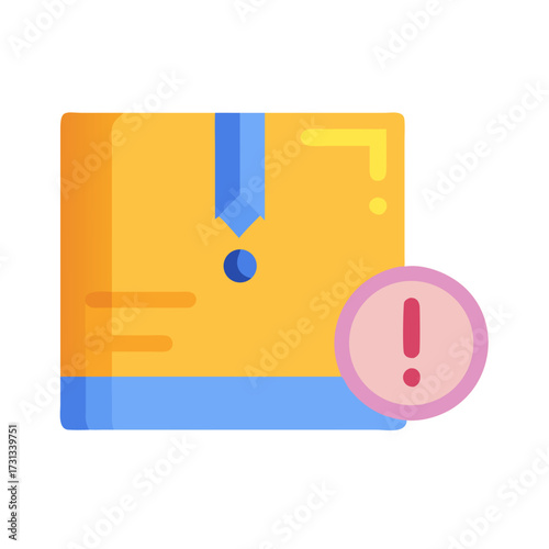 Alert notification on shipping box, error with package delivery