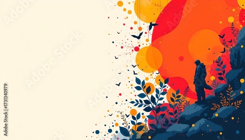 A dynamic and colorful illustration that merges two different elements into one harmonious design