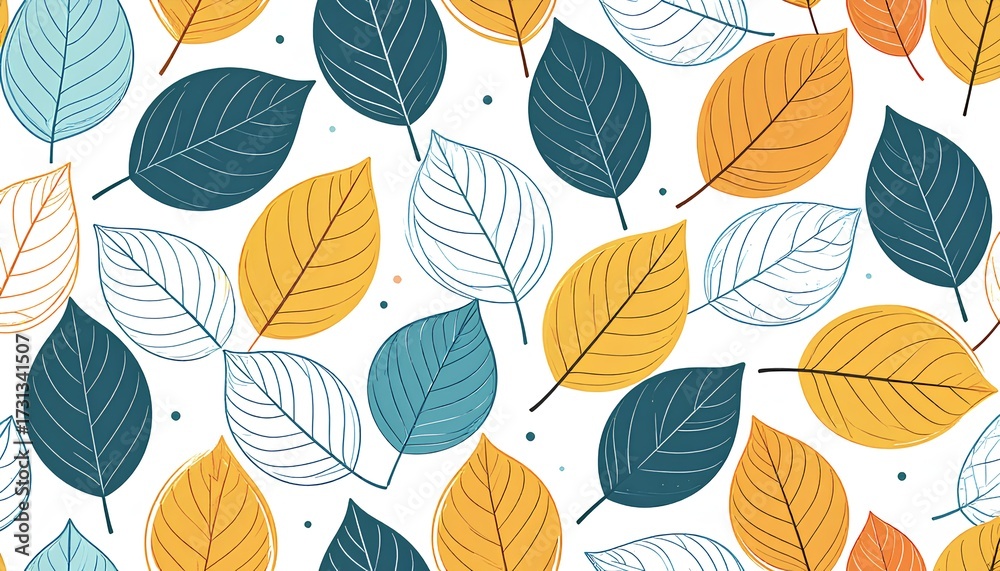 Obraz premium vector seamless pattern with leaves on white background