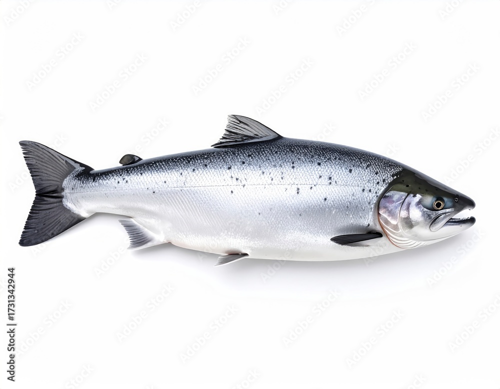 Naklejka premium Silver Salmon - A Detailed Portrait of a Wild Fish.