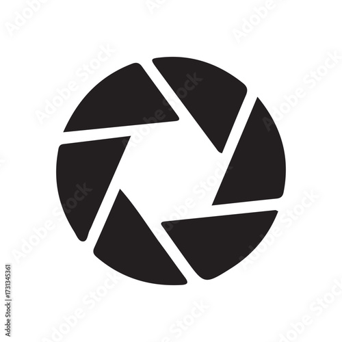 Aperture Icon Black Camera Lens Diaphragm Symbol on White Background