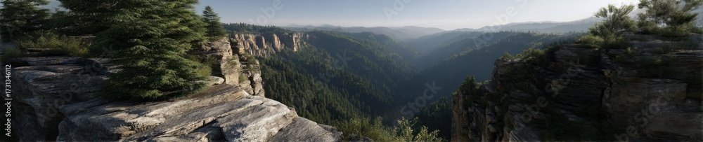Fototapeta premium Breathtaking hdr panoramic view of nature's landscape canyon high altitude serenity