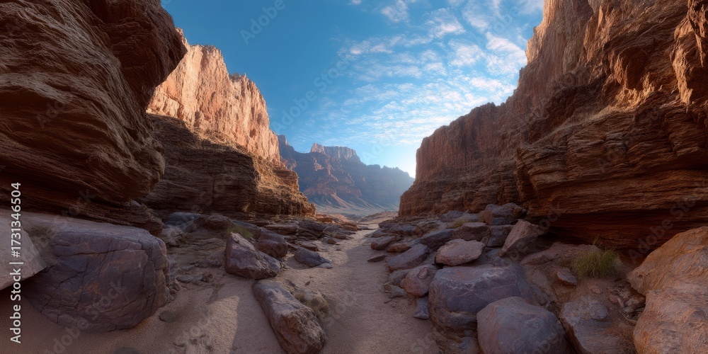 Obraz premium Panoramic hdr landscape view of majestic canyon natural wonder outdoor scene