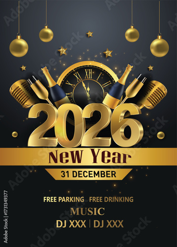 2026 Happy New Year Background for your Flyers and Greetings Card or new year themed party invitation. abstract vector illustration design