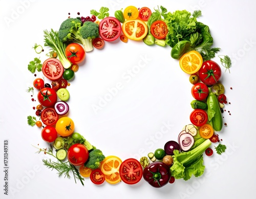Colorful Vegetable Wreath - A Vibrant and Healthy Food Frame.