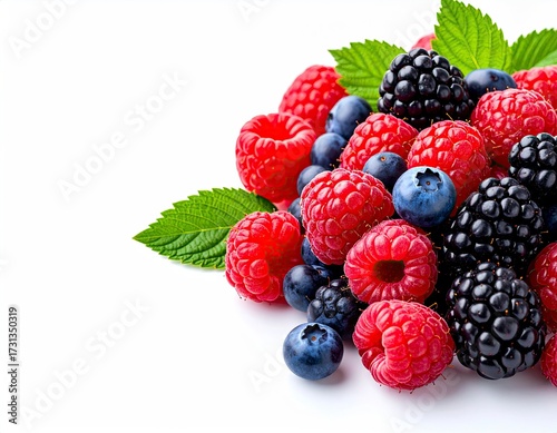 Fresh Berry Medley - Raspberries, Blueberries, and Blackberries with Mint.