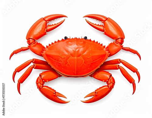 Vibrant Red Crab Illustration on White Background - Seafood Delicacy.