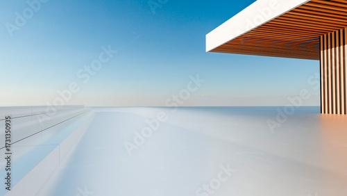 Minimalist architectural car background rendered in 3D