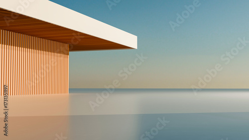 Minimalist architectural car background rendered in 3D