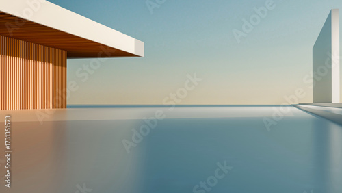 Fototapeta Naklejka Na Ścianę i Meble -  Minimalist architectural car background rendered in 3D