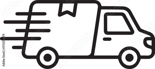 Fast delivery truck icon for logistics, e-commerce, and express shipping services conveying speed and efficiency in a modern, minimalist design, perfect for web and app use