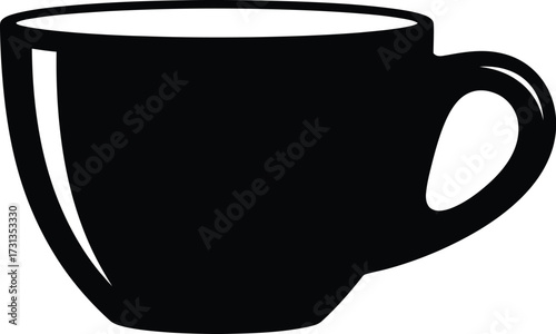 Black coffee cup, simple drinkware for hot beverage, morning refreshment