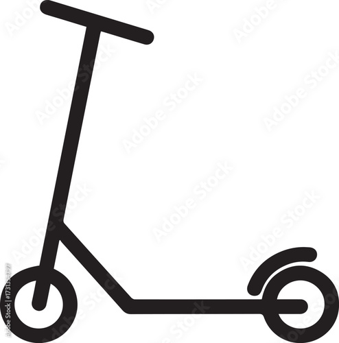Sleek scooter icon perfect for urban mobility apps, kid-friendly designs, or eco-transportation campaigns. Simple, modern, and instantly recognizable design