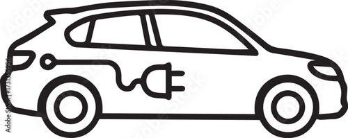 Modern electric vehicle charging, promoting clean energy and sustainable transportation solutions with this sleek, eco friendly car design originally in vector graphics