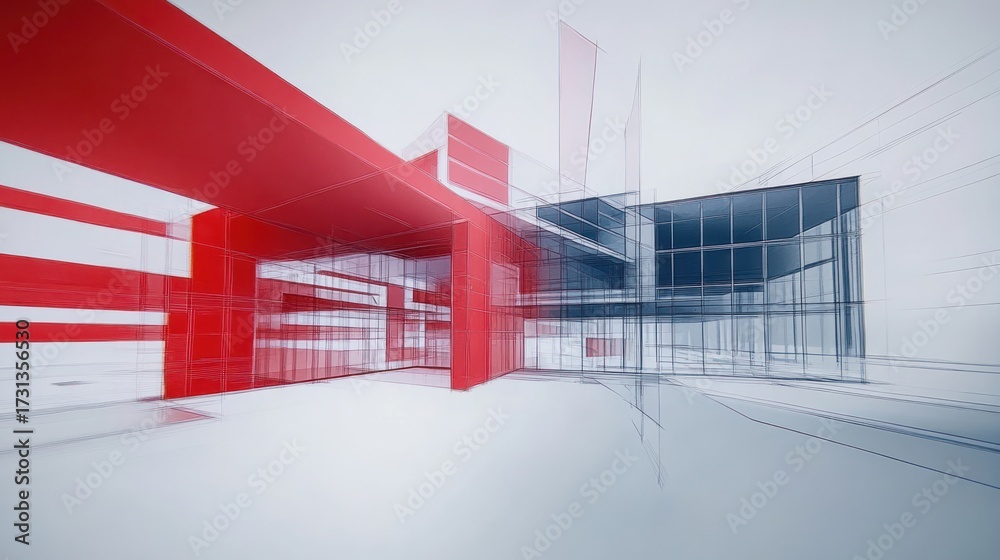 Fototapeta premium Modern Architecture Design, Red and Black
