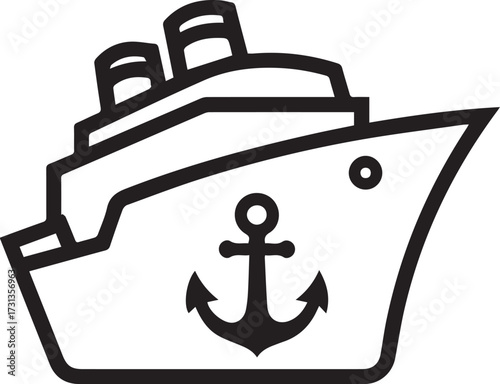 Cruise ship icon for travel adventures, nautical voyages, and vacation getaways, symbolizing relaxation, exploration, and carefree holidays at sea