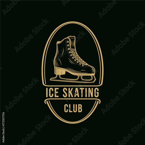 Ice skating club logo with a skate inside an oval frame.