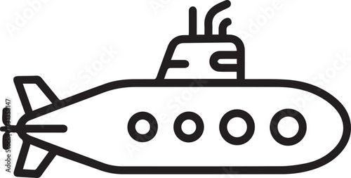 Bold submarine icon for nautical adventures, naval history, and underwater exploration projects, originally designed as a scalable vector graphic