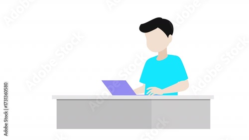 Man Working At Desk Animation On Alpha