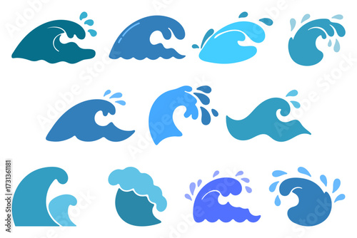 Collection of Varied Ocean Waves Illustration