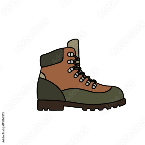 Detailed Side View of a Sturdy Hiking Boot with Laces
