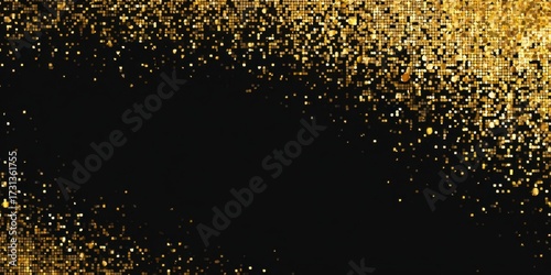 Wallpaper Mural Close-up of golden glitter particles scattered on a black creating a sparkling effect Torontodigital.ca