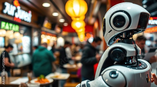 Wallpaper Mural Robot in busy food court. Torontodigital.ca